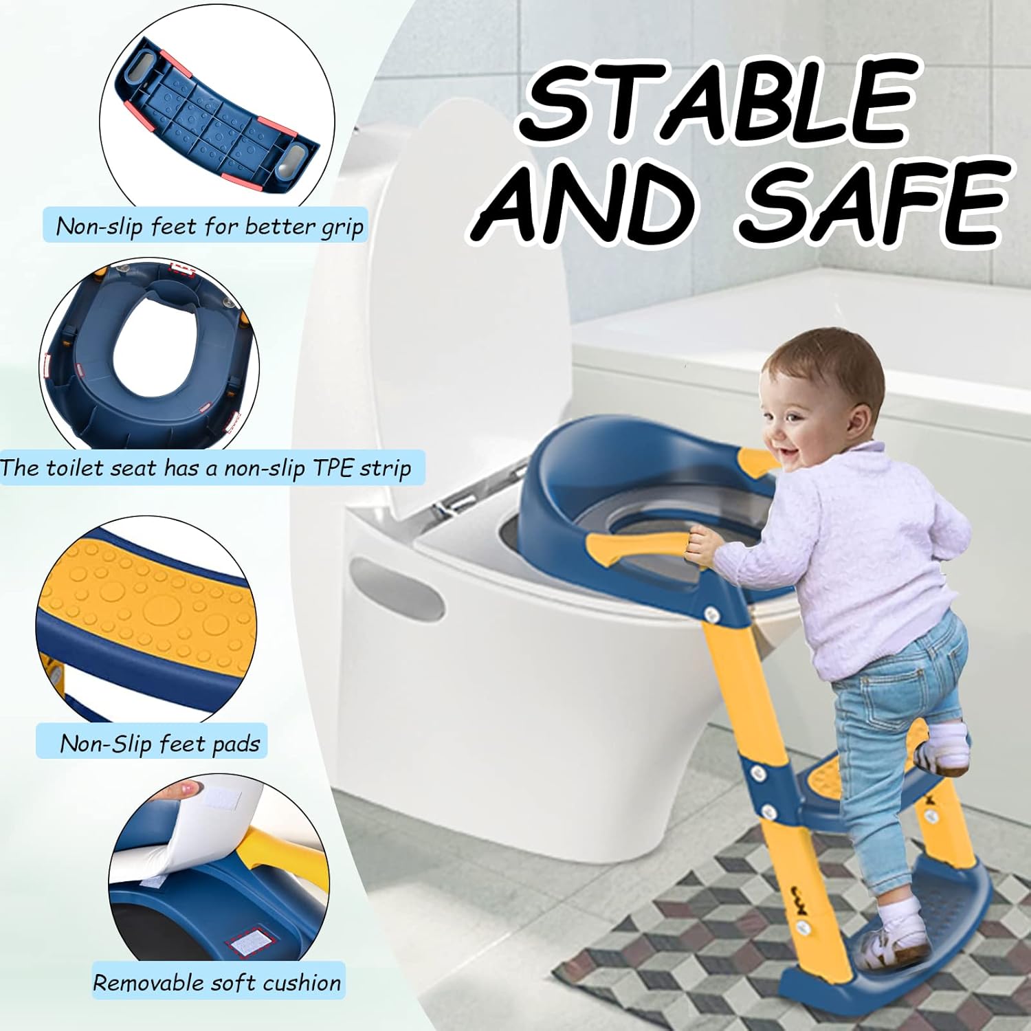 TinyStep™ Kids Adjustable  Toilet Training Ladder Seat