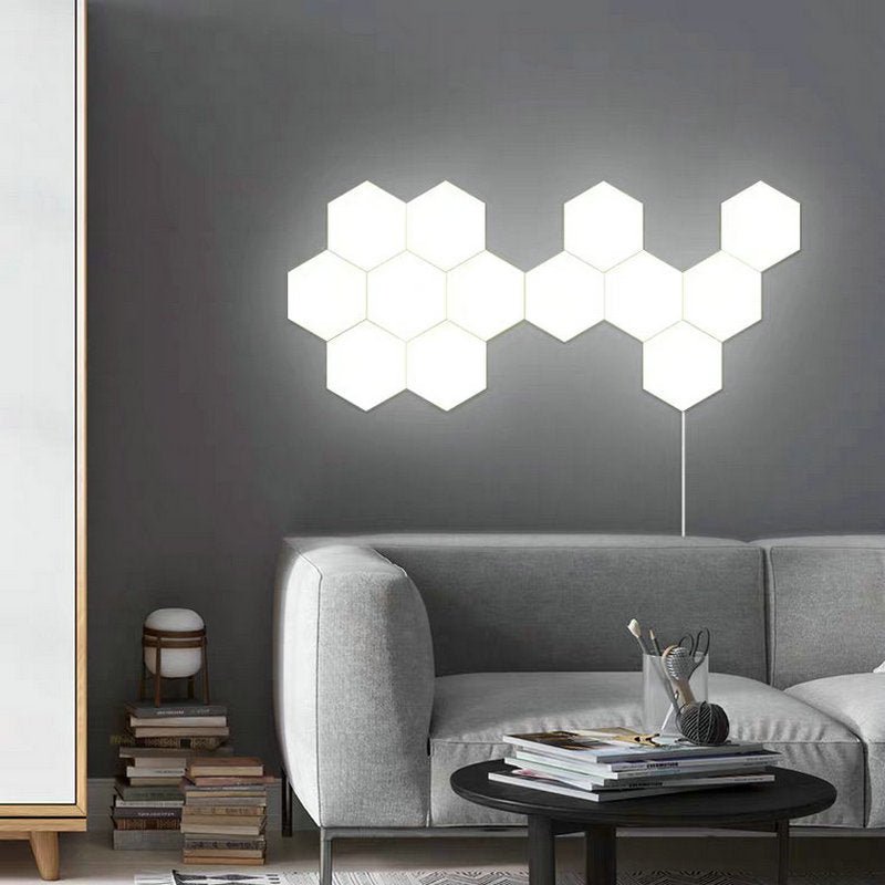 Compatible with Apple, Wireless Smart Phone Controlled LED Modular Honeycomb Light DIY Assembly Hexagonal Quantum Light Working With Android IOS System