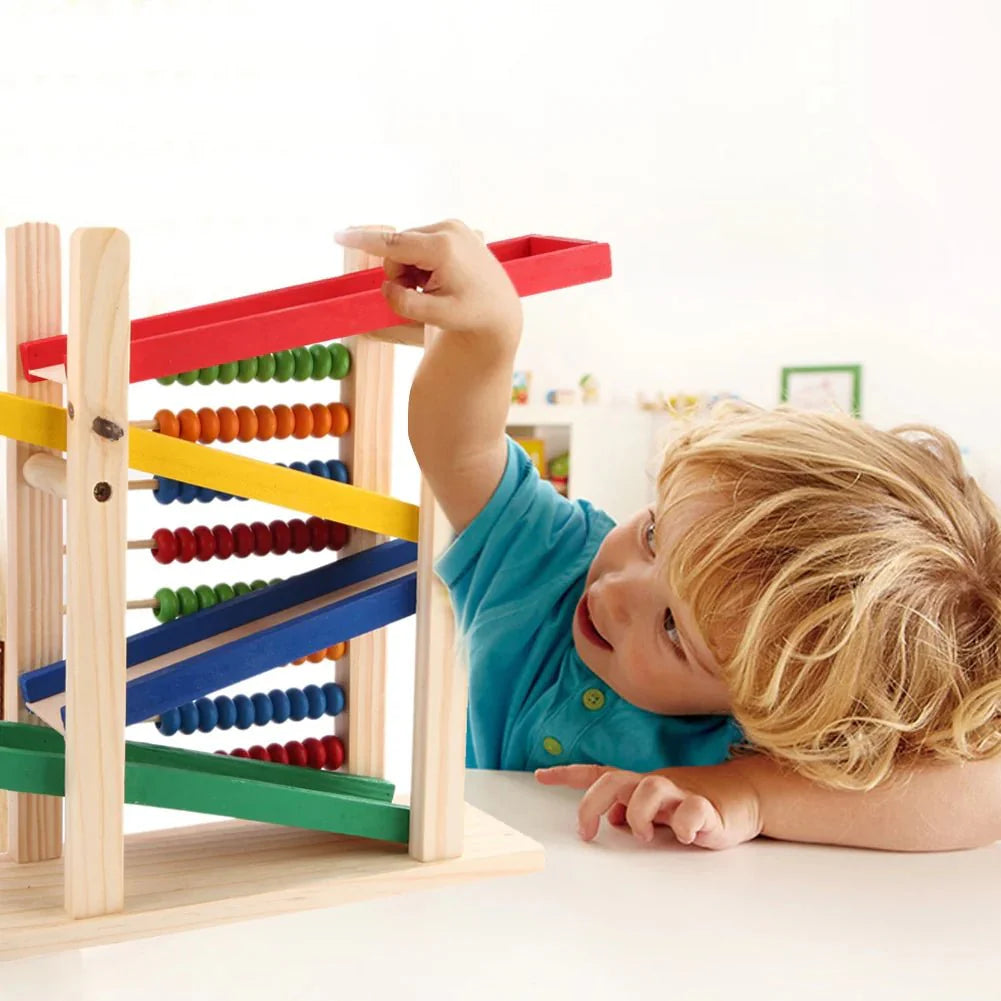 Wood Toy - Wooden Abacus & Car Slide Learning Toy